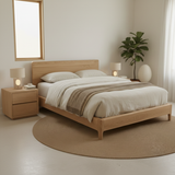 Handcrafted Solid Wood Japandi Bed Frame with Minimalist Low Profile Design