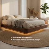 Handcrafted Solid Wood Floating Bed Frame with Modern Platform Design