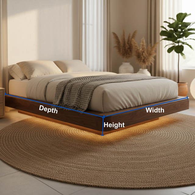 Handcrafted Solid Wood Floating Bed Frame with Modern Platform Design