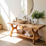 Solid Wood Bathroom Vanity with Natural Live Edge Design – Handcrafted Luxury Sink Console