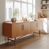 Handcrafted Solid Wood Dining Storage Sideboard with Clean Modern Lines and Four Cabinet Doors