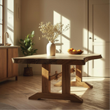 Handcrafted Solid Wood Dining Table – Live Edge Kitchen Table with Artisan Joinery Base