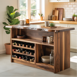 Handcrafted Solid Wood Wine Cabinet with Live Edge Design for Dining Room Storage and Display