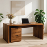 Handcrafted Solid Wood Work Desk – Minimalist Executive Office Table with 3-Drawer Storage
