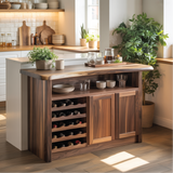 Handcrafted Solid Wood Wine Cabinet for Dining Room | Elegant Natural Storage & Display
