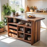 Handcrafted Solid Wood Dining Wine Cabinet with Open Shelves and Bottle Storage for Modern Kitchens