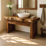 Handcrafted Solid Wood Bathroom Vanity with Live Edge Design for Natural and Modern Interiors