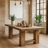 Handcrafted Solid Oak Dining Table – Minimalist Live Edge Kitchen Table with Natural Finish