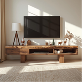 Handcrafted Solid Wood Live Edge TV Stand with Minimalist Design for Elegant Modern Interiors