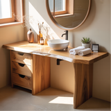 Handcrafted Solid Wood Bathroom Vanity with Live Edge Design for Modern Natural Interiors