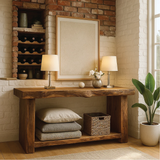 Handcrafted Solid Wood Console Table with Live Edge Rustic Design for Entryway or Living Room