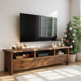 Handcrafted Solid Wood TV Stand with Live Edge Design and Storage Drawers for Modern Interiors