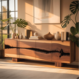 Handcrafted Solid Wood Console Table with Natural Live-Edge Pattern for Modern Living Spaces