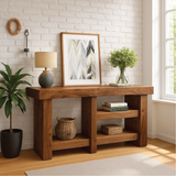 Handcrafted Solid Wood Console Table with Modern Rustic Design for Entryway or Living Room
