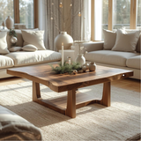 Handcrafted Solid Wood Coffee Table with Natural Live Edge Design for Modern Living Rooms