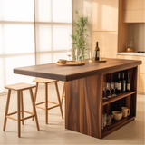 Handcrafted Solid Wood Dining Table with Open Storage and Smooth Rich Grain for Modern Kitchens