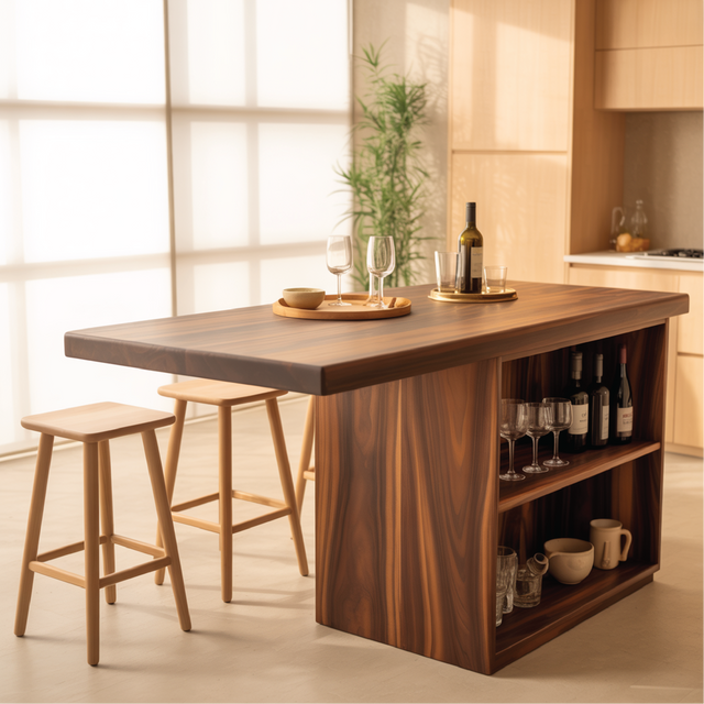 Handcrafted Solid Wood Dining Table with Open Storage and Smooth Rich Grain for Modern Kitchens