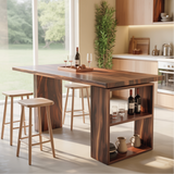 Handcrafted Solid Wood Dining Table with Rich Grain and Open Storage for Modern Kitchens