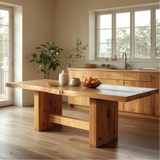 Handcrafted Solid Wood Dining Table – Live Edge Kitchen Table with Natural Grain Finish