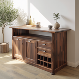 Solid Wood Console Table with Wine Storage – Handcrafted Sideboard for Dining Room