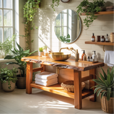 Solid Wood Live Edge Bathroom Vanity – Handcrafted Natural Timber Sink Console