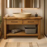 Handcrafted Solid Wood Bathroom Vanity with Drawers and Live Edge Design for Rustic Modern Spaces