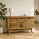 Handcrafted Solid Wood Console Table with Drawers Mid-Century Design for Modern Interiors