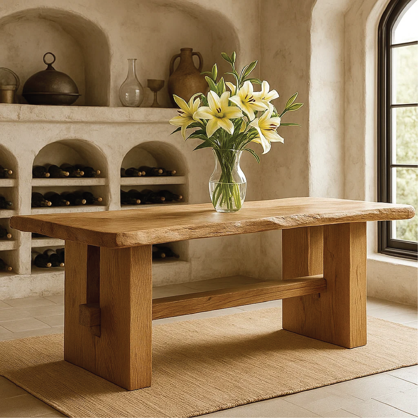 Handcrafted Solid Wood Console Table with Live Edge Design for Rustic Modern Home Interiors