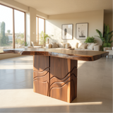 Solid Wood Console Table with Sculpted Base – Handcrafted Live Edge Entryway Furniture