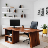 Handcrafted Solid Wood Work Desk – Live Edge Executive Office Table with Modern Minimal Design