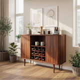 Solid Wood Wine Storage Cabinet with Built-In Bottle Rack and Sliding Doors for Modern Homes