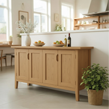 Handcrafted Solid Wood Dining Storage Cabinet with Four Paneled Doors for Modern Interiors