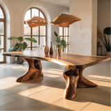 Handcrafted Solid Wood Dining Table with Sculptural Organic Base – Luxury Modern Design