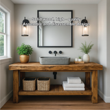 Rustic Solid Wood Bathroom Vanity with Slatted Shelf and Natural Finish for Handcrafted Interiors