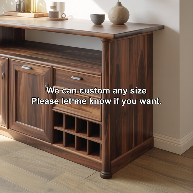 Solid Wood Console Table with Wine Storage – Handcrafted Sideboard for Dining Room