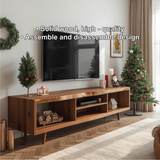 Handcrafted Solid Wood TV Stand with Mid-Century Design and Natural Finish for Modern Living Rooms