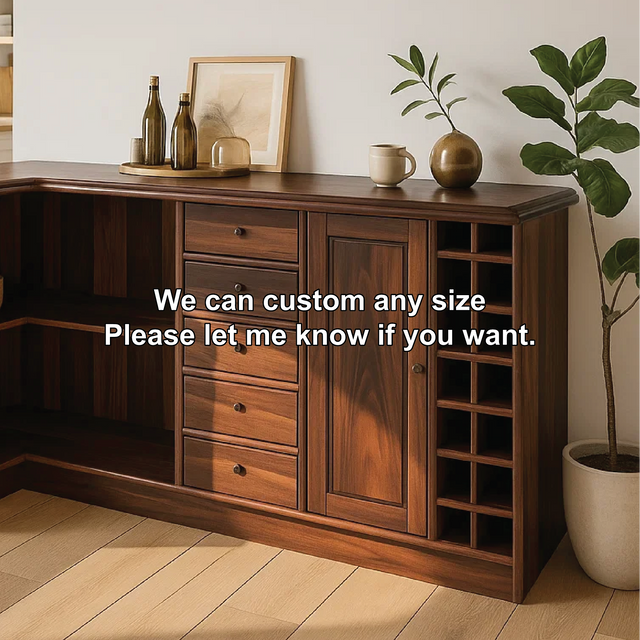 Solid Wood Wine Storage Cabinet with Shelves and Drawers – Premium Corner Bar Furniture