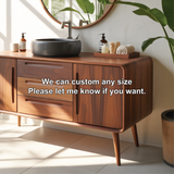 Solid Wood Bathroom Vanity with Mid-Century Design – Handmade Natural Timber Sink Cabinet