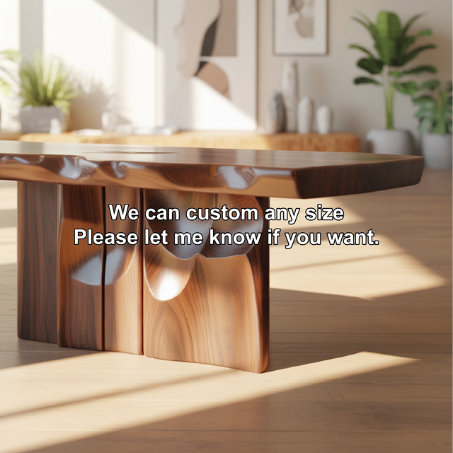 Handcrafted Solid Wood Console Table with Sculpted Base and Organic Live-Edge Design