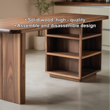 Handcrafted Solid Wood Dining Table with Rounded Edges and Open Storage for Modern Kitchens