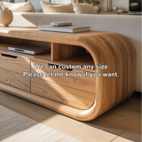 Solid Wood Console Table – Handcrafted Modern TV Stand with Smooth Rounded Edges