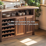 Handcrafted Solid Wood Wine Cabinet for Dining Room | Elegant Natural Storage & Display