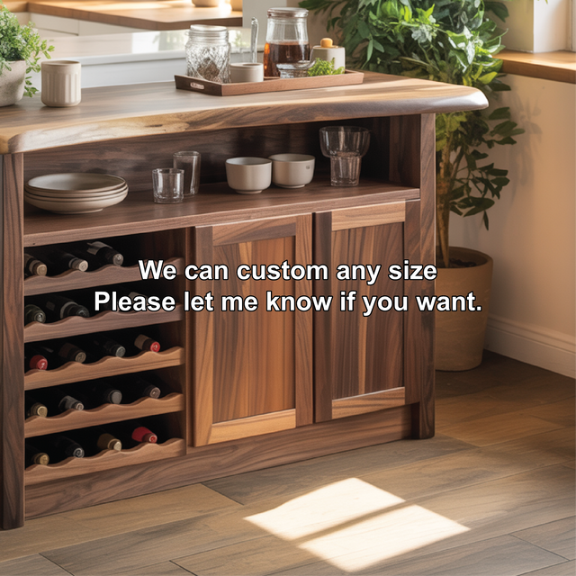 Handcrafted Solid Wood Wine Cabinet for Dining Room | Elegant Natural Storage & Display