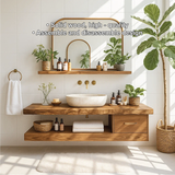 Handcrafted Solid Wood Floating Vanity with Live Edge Top and Minimalist Drawer Design