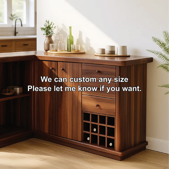 Solid Wood Wine Storage Cabinet with Drawers and Rack – Premium L-Shaped Bar Furniture