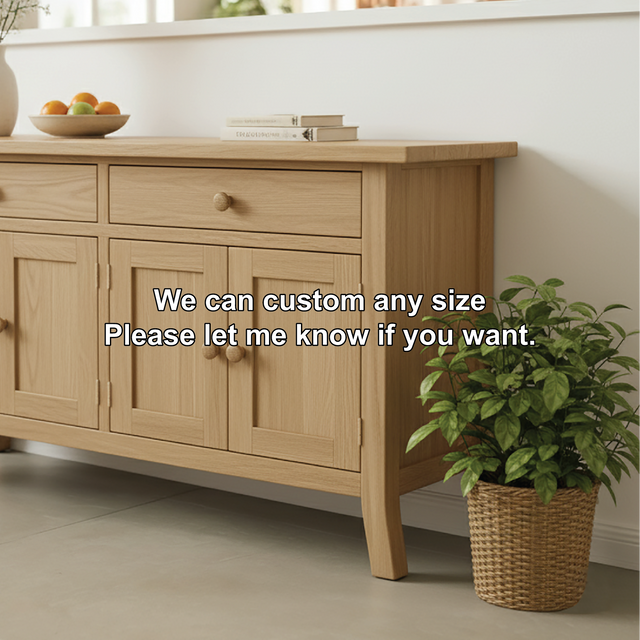 Handcrafted Solid Wood Dining Storage Cabinet with Double Doors and Wide Drawers for Modern Homes