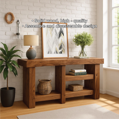 Handcrafted Solid Wood Console Table with Modern Rustic Design for Entryway or Living Room