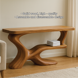 Handcrafted Solid Wood Console Table with Organic Sculptural Design for Modern Minimalist Homes