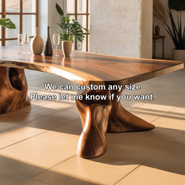 Handcrafted Solid Wood Dining Table with Sculptural Organic Base – Luxury Modern Design