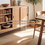 Solid Wood Console Table with Sliding Doors – Handmade Natural Finish Storage Cabinet